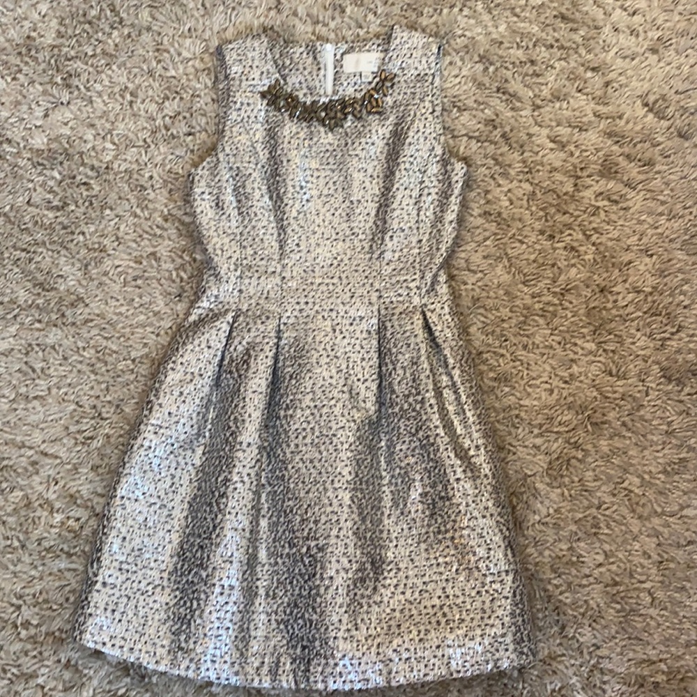 J.O.A. Los Angeles Silver Dress w/ jeweled neck
